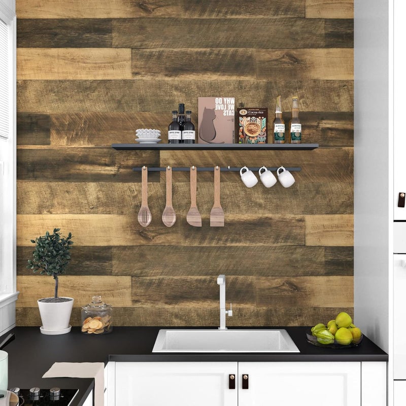 WESTICK Wood Peel and Stick Wallpaper Rustic Butcher Block Contact Paper Removable Cabinet Wallpaper Peel and Stick Wood Contact Paper for Countertops Waterproof Vinyl Countertop Wrap 24" x 118" - Image 5